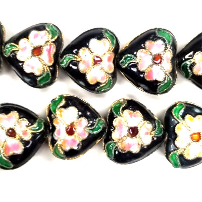 ENAMEL HEART 16MM BLACK